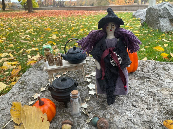 The Laurel Witch Wheel of the Year Art Doll - Samhain Little Witch 1