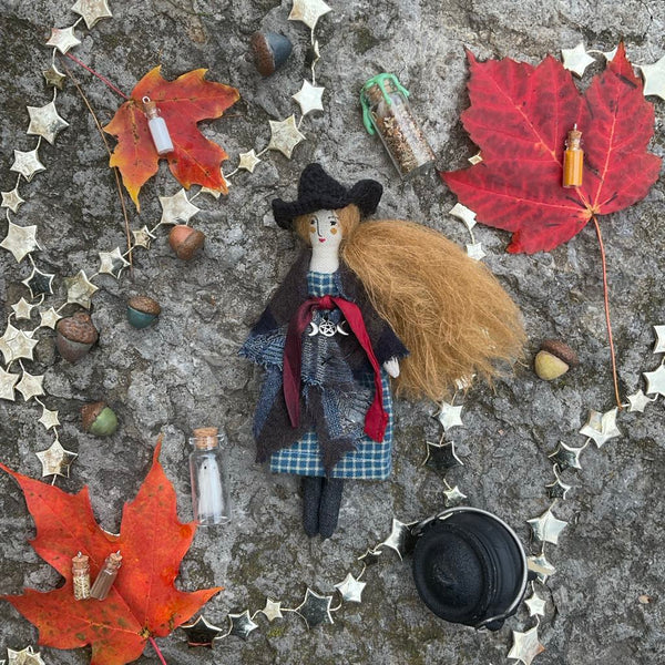 The Laurel Witch Wheel of the Year Art Doll - Samhain Little Witch 4