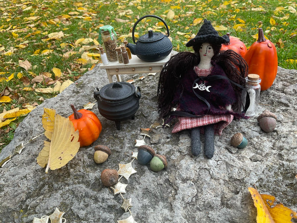 The Laurel Witch Wheel of the Year Art Doll - Samhain Little Witch 6