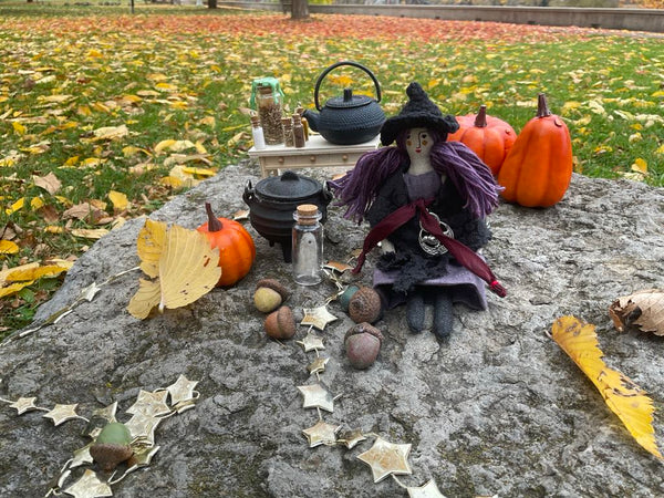 The Laurel Witch Wheel of the Year Art Doll - Samhain Little Witch 1