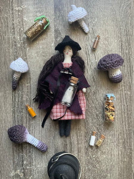 The Laurel Witch Wheel of the Year Art Doll - Samhain Little Witch 6