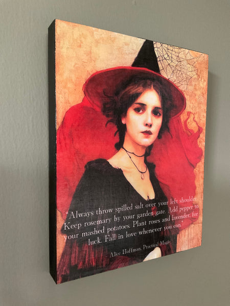 The Laurel Witch Wood Canvas - Red Witch - Practical Magic