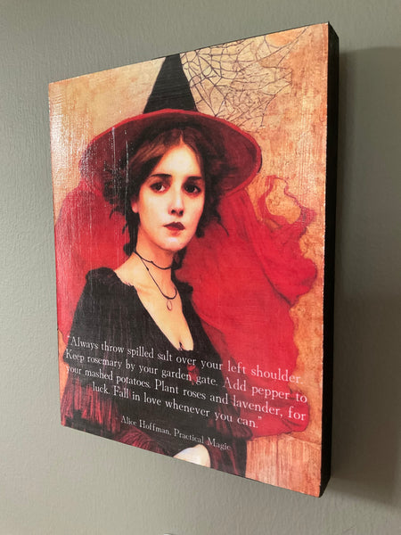 The Laurel Witch Wood Canvas - Red Witch - Practical Magic