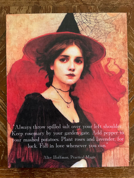 The Laurel Witch Wood Canvas - Red Witch - Practical Magic