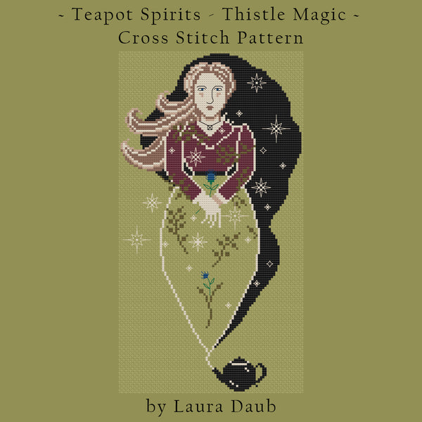 Laura Daub Cross Stitch Pattern PDF - Tea Pot Spirits – Thistle Magic