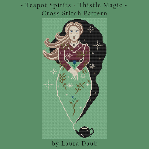 Laura Daub Cross Stitch Pattern PDF - Tea Pot Spirits – Thistle Magic