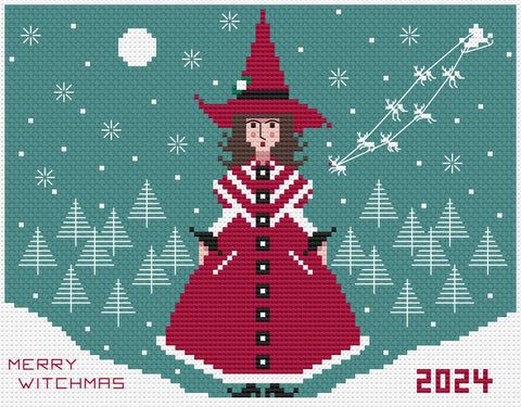 The Laurel Witch Cross Stitch FREE Pattern PDF - Little Yule Witches - Claus Witch