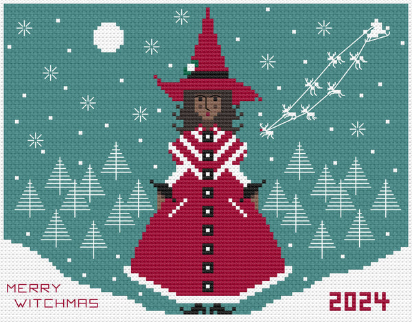 The Laurel Witch Cross Stitch FREE Pattern PDF - Little Yule Witches - Claus Witch