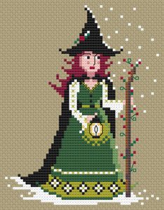 The Laurel Witch Cross Stitch Pattern PDF - Little Yule Witches - Winter Storm Witch