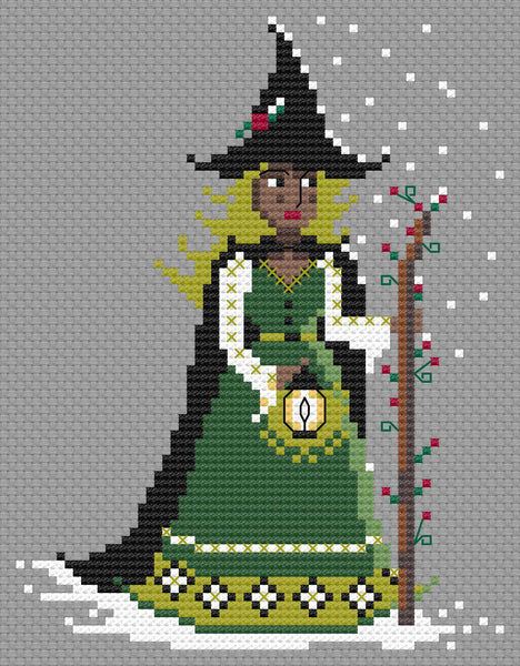 The Laurel Witch Cross Stitch Pattern PDF - Little Yule Witches - Winter Storm Witch