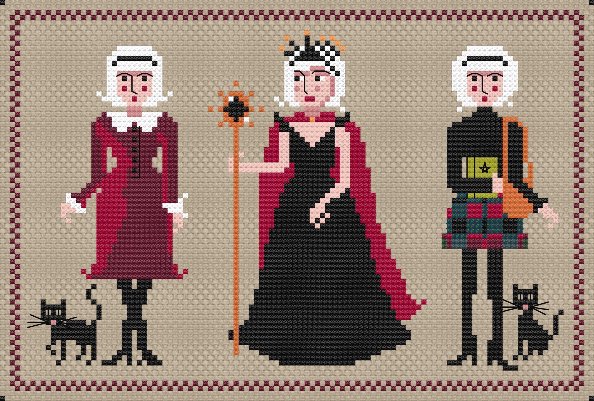 The Laurel Witch Cross Stitch Pattern PDF - Little Witches Icons - Sabrina - 3 Patterns in 1