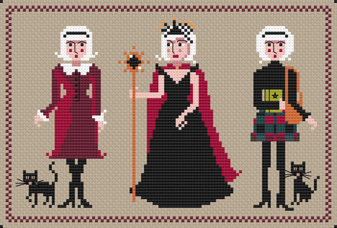 The Laurel Witch Cross Stitch Pattern PDF - Little Witches Icons - Sabrina - 3 Patterns in 1