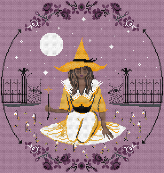 The Laurel Witch Cross Stitch Pattern PDF - Midnight Garden Witch