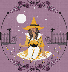 The Laurel Witch Cross Stitch Pattern PDF - Midnight Garden Witch