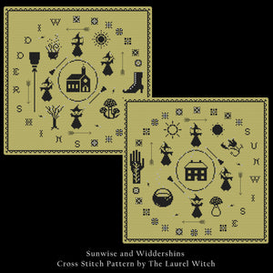 The Laurel Witch Cross Stitch Pattern PDF - Sunwise and Widdershins - 2 Patterns