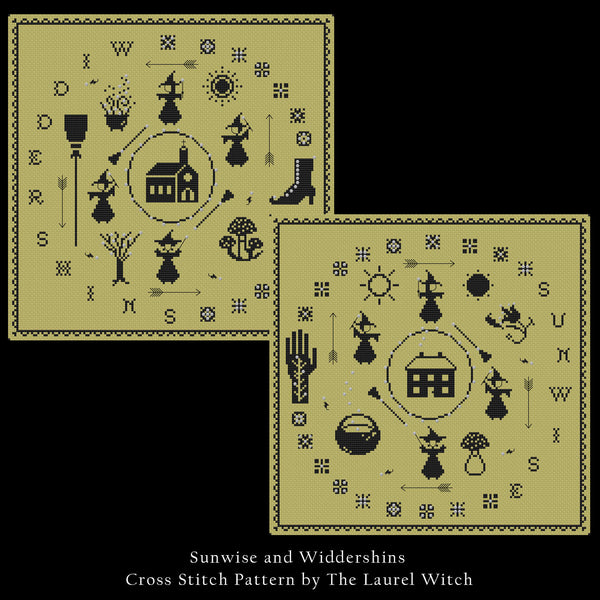 The Laurel Witch Cross Stitch Pattern PDF - Sunwise and Widdershins - 2 Patterns