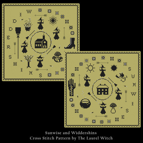 The Laurel Witch Cross Stitch Pattern PDF - Sunwise and Widdershins - 2 Patterns