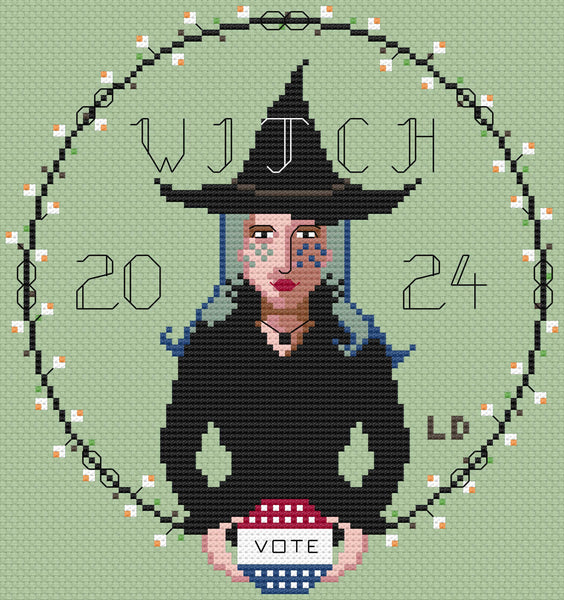 The Laurel Witch Cross Stitch Pattern PDF - Witch Vote 2024