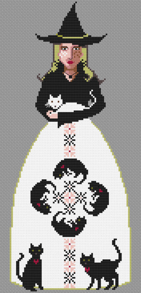 The Laurel Witch Cross Stitch Pattern PDF - Cat Lady Witch