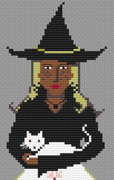 The Laurel Witch Cross Stitch Pattern PDF - Cat Lady Witch