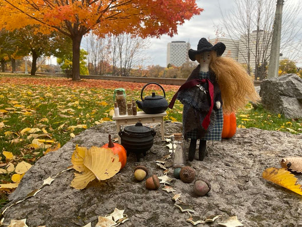 The Laurel Witch Wheel of the Year Art Doll - Samhain Little Witch 4