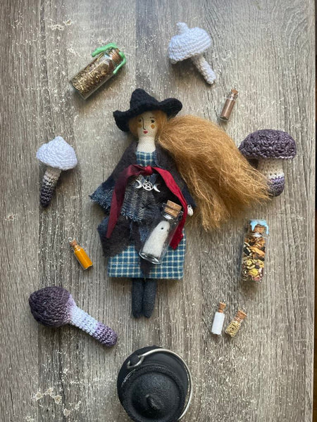 The Laurel Witch Wheel of the Year Art Doll - Samhain Little Witch 4