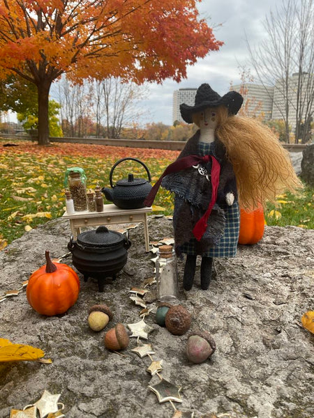 The Laurel Witch Wheel of the Year Art Doll - Samhain Little Witch 4