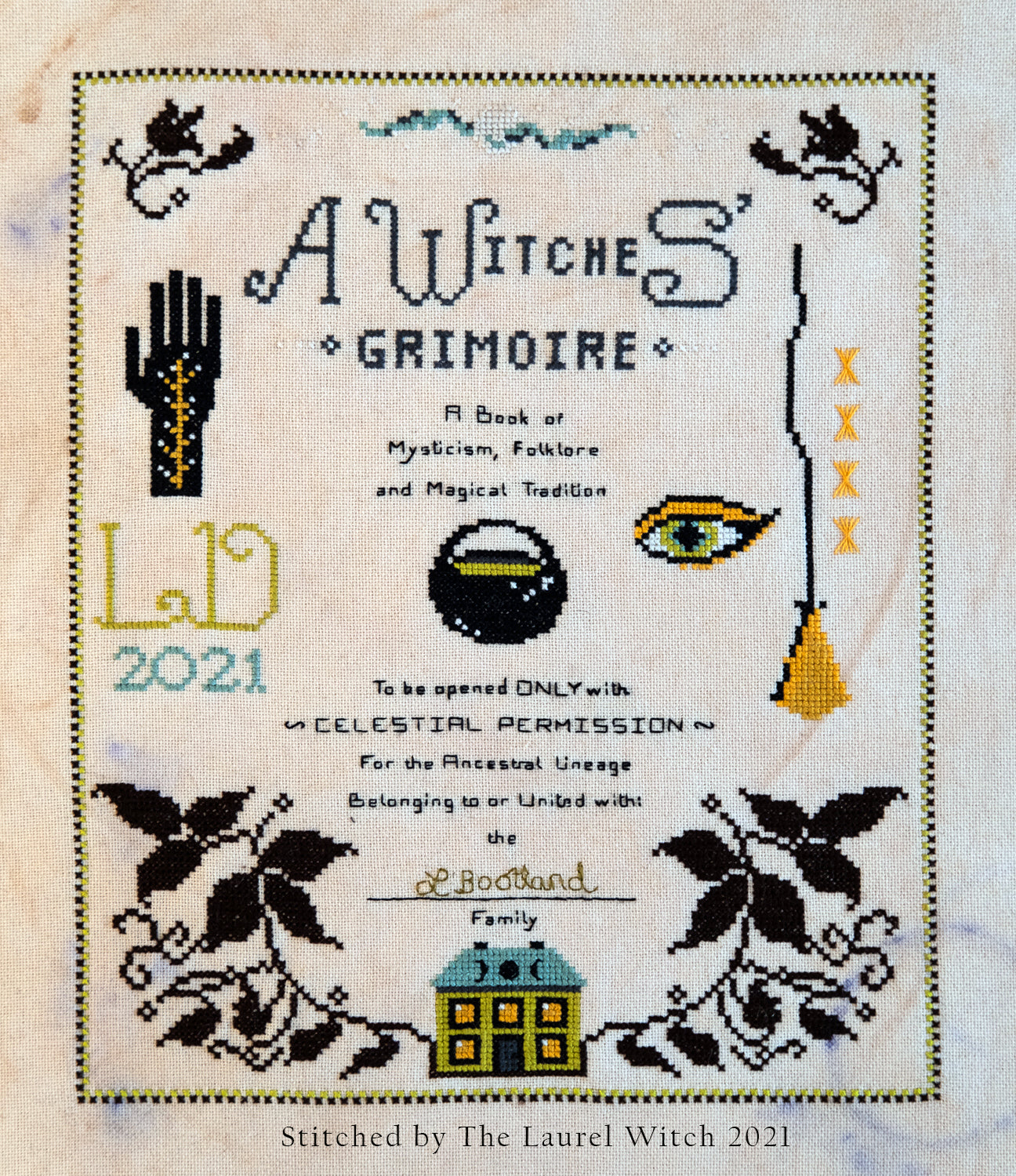 Cross Stitch Pattern PDF - The Laurel Witch - A Witches Grimoire