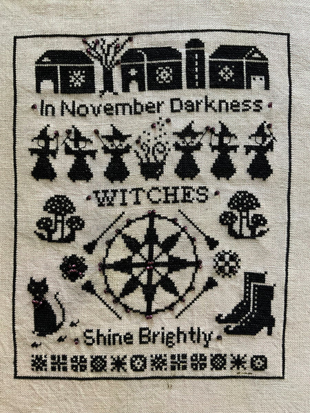 The Laurel Witch Cross Stitch Pattern PDF - Black Sampler November - Hex Signs