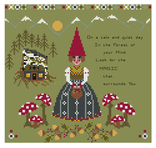 Cross Stitch Pattern PDF - The Laurel Witch - Forest Gnome Magic