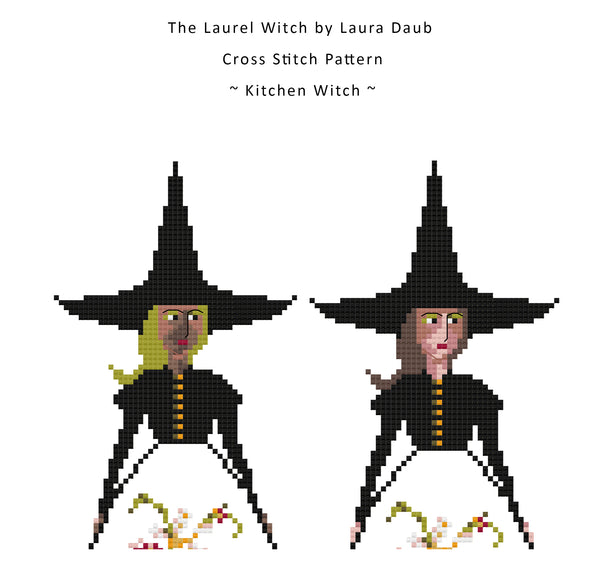 Cross Stitch Pattern PDF - The Laurel Witch - Kitchen Witch
