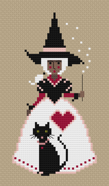 The Laurel Witch Cross Stitch Pattern PDF - Little Witches - A Witch and Her Familiar