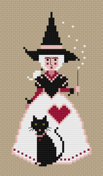 The Laurel Witch Cross Stitch Pattern PDF - Little Witches - A Witch and Her Familiar