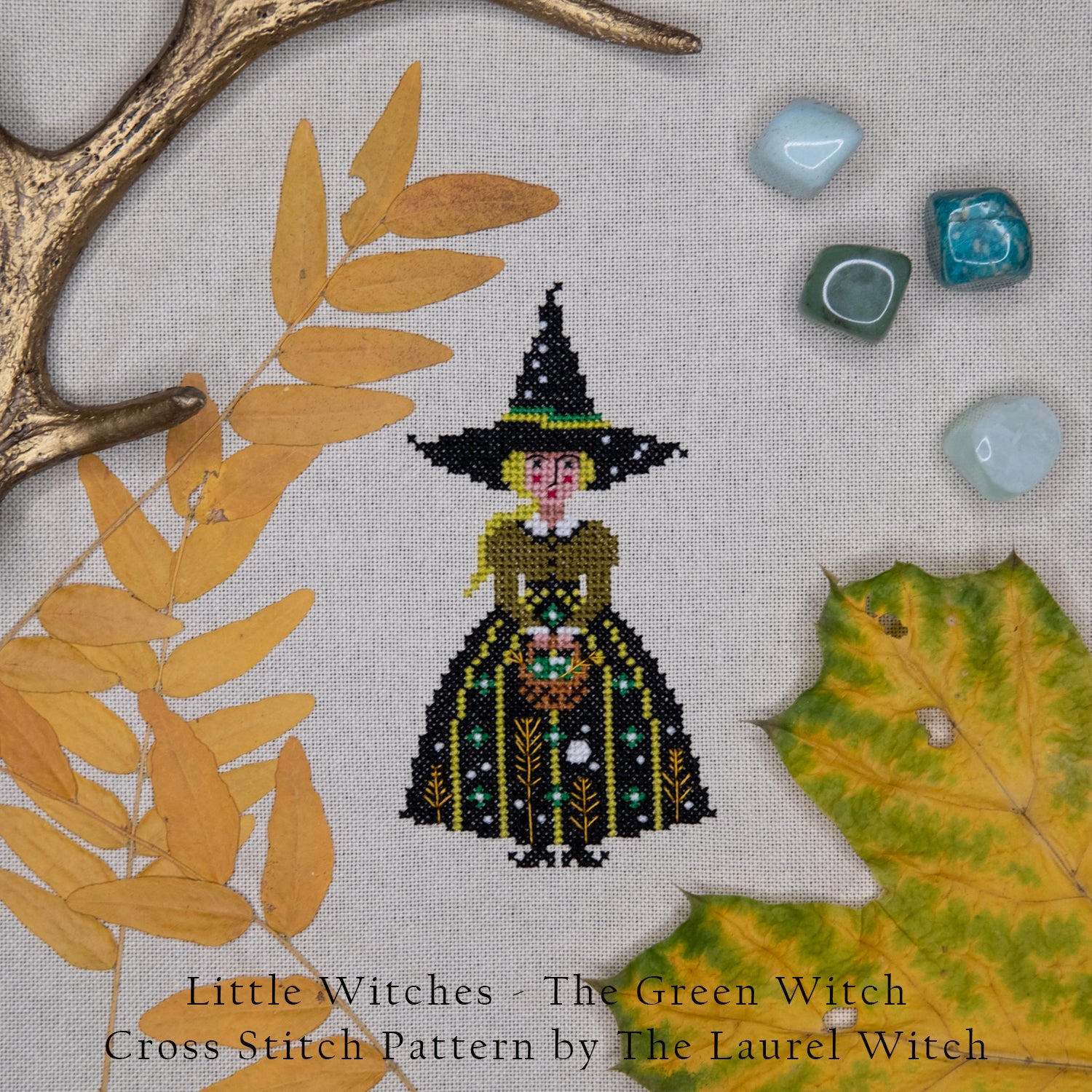 The Laurel Witch Cross Stitch Pattern PDF - Little Witches - The Green Witch