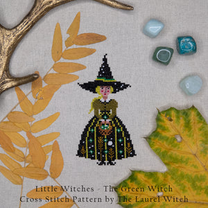 The Laurel Witch Cross Stitch Pattern PDF - Little Witches - The Green Witch