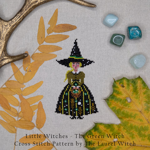 The Laurel Witch Cross Stitch Pattern PDF - Little Witches - The Green Witch