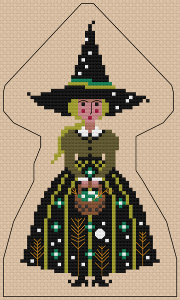 The Laurel Witch Cross Stitch Pattern PDF - Little Witches - The Green Witch