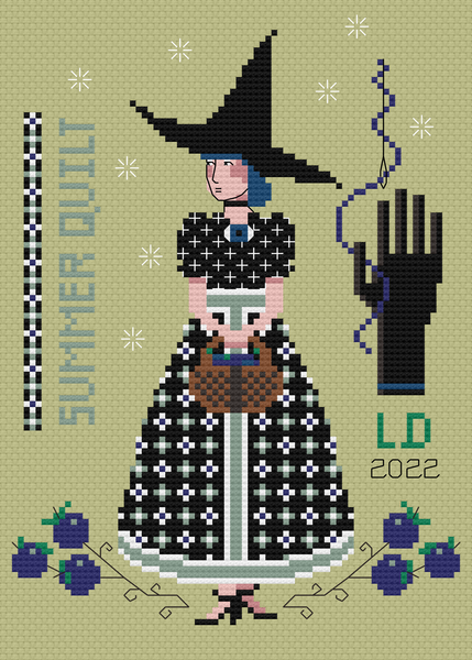 The Laurel Witch Cross Stitch Pattern PDF - The Laurel Witch Samplers - Witch Summer Quilt