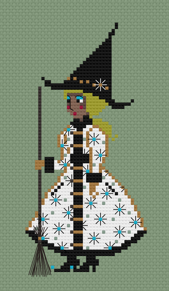 The Laurel Witch Cross Stitch Pattern PDF - Little Witches - Winter Witch