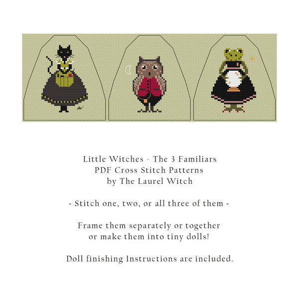 The Laurel Witch Cross Stitch Pattern PDF - Little Witches - The 3 Familiars