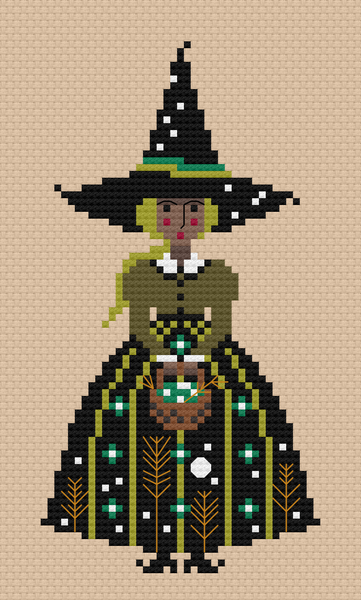 The Laurel Witch Cross Stitch Pattern PDF - Little Witches - The Green Witch