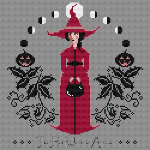 Cross Stitch Pattern PDF - The Laurel Witch - The Red Witch of Autumn