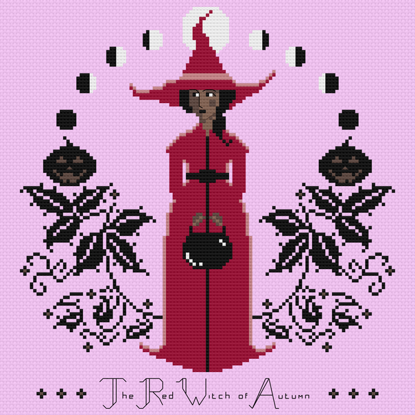 Cross Stitch Pattern PDF - The Laurel Witch - The Red Witch of Autumn