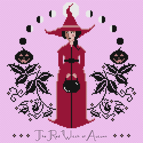 Cross Stitch Pattern PDF - The Laurel Witch - The Red Witch of Autumn