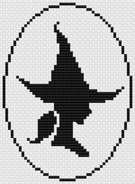 The Laurel Witch Cross Stitch Pattern PDF - Witch Silhouette