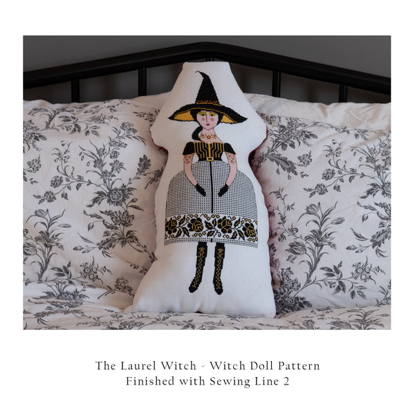 Cross Stitch Pattern PDF - The Laurel Witch - Heirloom Decorative Doll Pillow