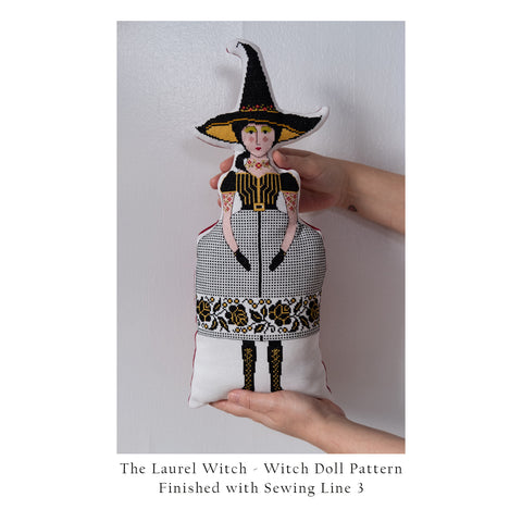 Cross Stitch Pattern PDF - The Laurel Witch - Heirloom Decorative Doll Pillow
