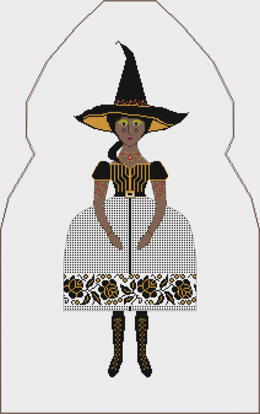 Cross Stitch Pattern PDF - The Laurel Witch - Heirloom Decorative Doll Pillow