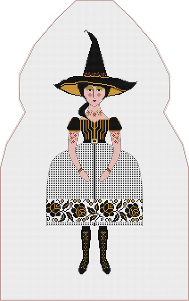 Cross Stitch Pattern PDF - The Laurel Witch - Heirloom Decorative Doll Pillow