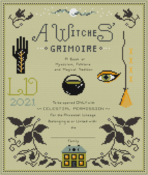 Cross Stitch Pattern PDF - The Laurel Witch - A Witches Grimoire